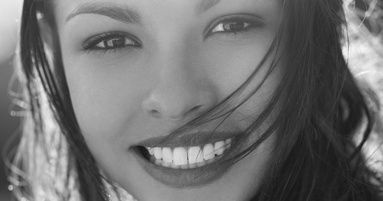 Black and white image of a young lady